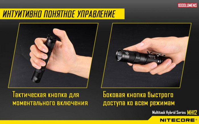 Кишеньковий ліхтар Nitecore MH12, 1000 люмен (6-1156w), теплий 