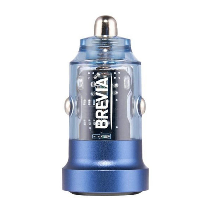 Автомобільний зарядний пристрій Brevia ePower DualDrive 15W 2xUSB-A, transparent blue 