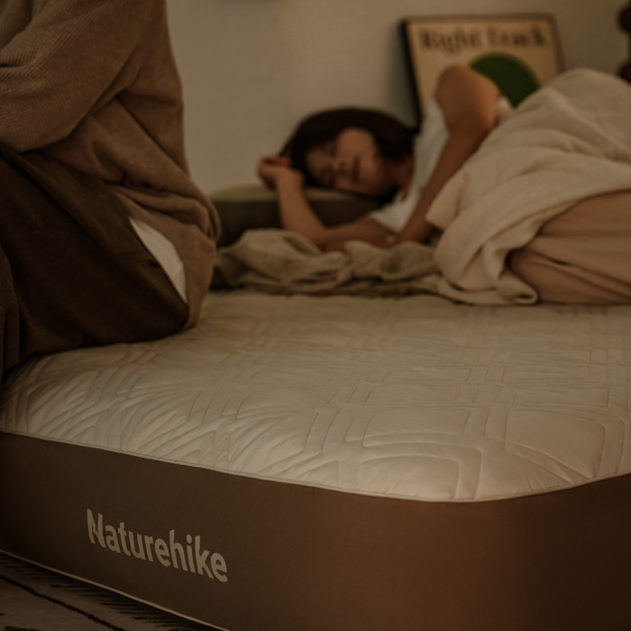 Матрац надувний двомісний Naturehike CNK2450WS023, 250 мм, біло-коричневий 