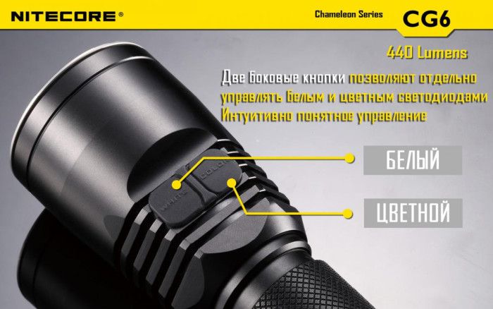 Тактичний Ліхтар Nitecore CG6 (білий + зелений + RGB ), 440 люмен 