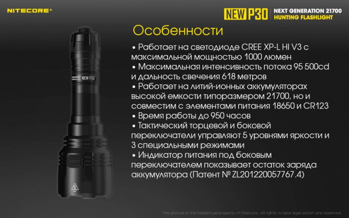 Ліхтар Nitecore P30 NEW 