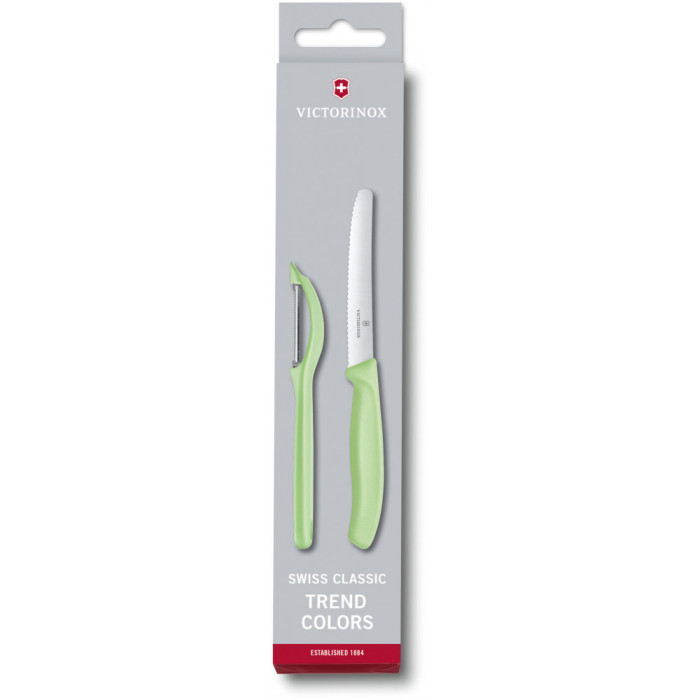 Набір кухонний Victorinox SwissClassic Paring Set (ніж, Овочечистка Universal), зелений 
