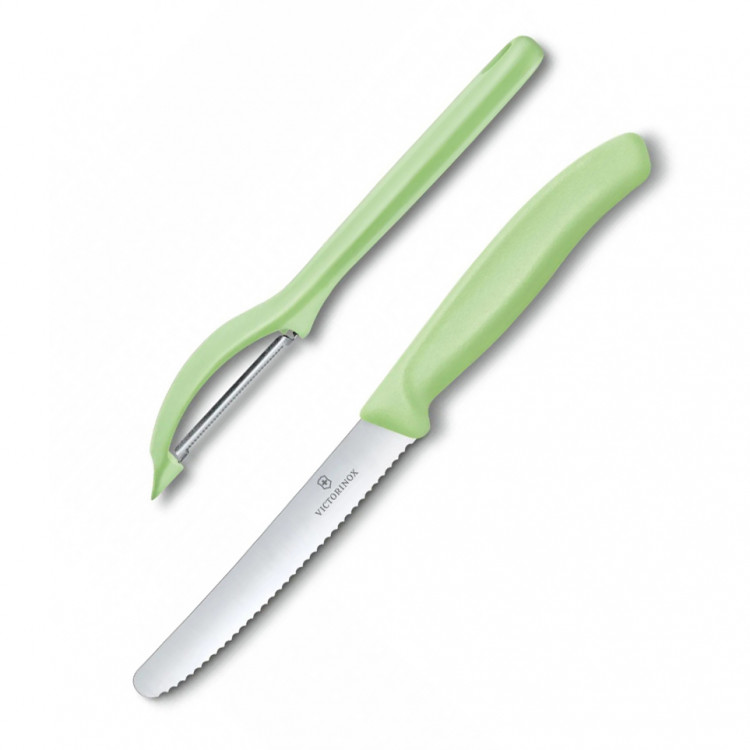 Набір кухонний Victorinox SwissClassic Paring Set (ніж, Овочечистка Universal), зелений 