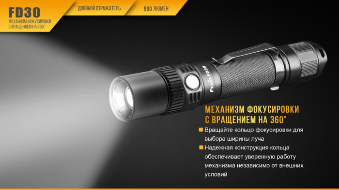 Кишеньковий ліхтар Fenix FD30, сірий, XP-L HI LED, 900 лм 