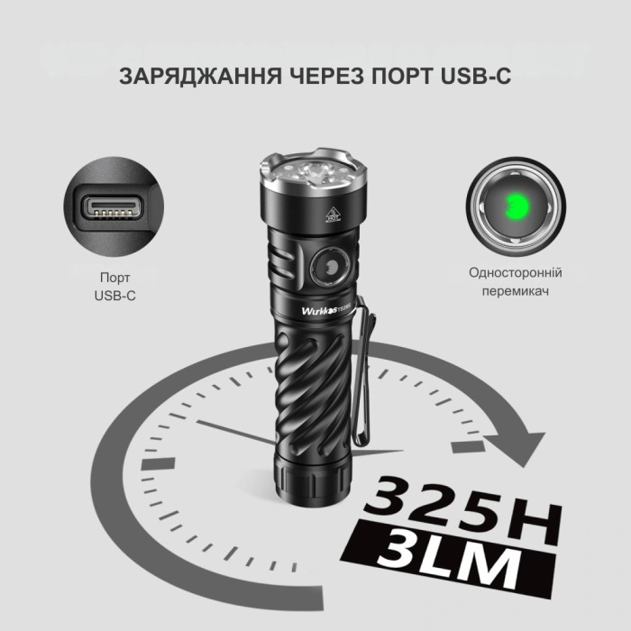 Ліхтар Wurkkos TS26S USB-C Rechargeable 3100lm, чорний 