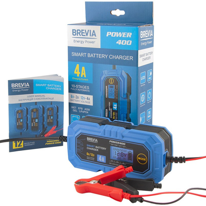 Зарядний пристрій АКБ BREVIA POWER400 4A, 6V/12V, 4-120Ah (20400EP) 