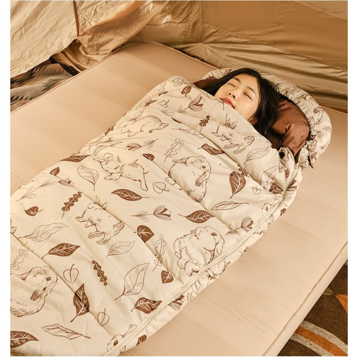 Спальний мішок Naturehike MT180 CNH22SD015, правий, бежевий з принтом 