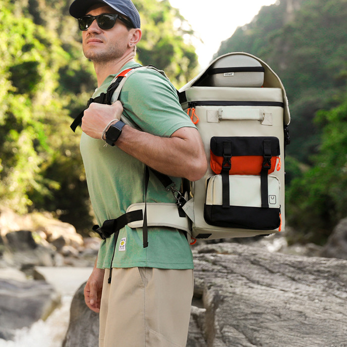 Акумуляторний холодильник-рюкзак Litheli 16л, живлення від павербанку (УМБ Litheli Power Bank 20000 mAh, 45 W в комплекті) 