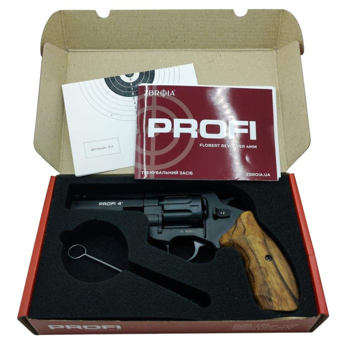 Револьвер Флобера ZBROIA PROFI-4" (чорний / дерево) 