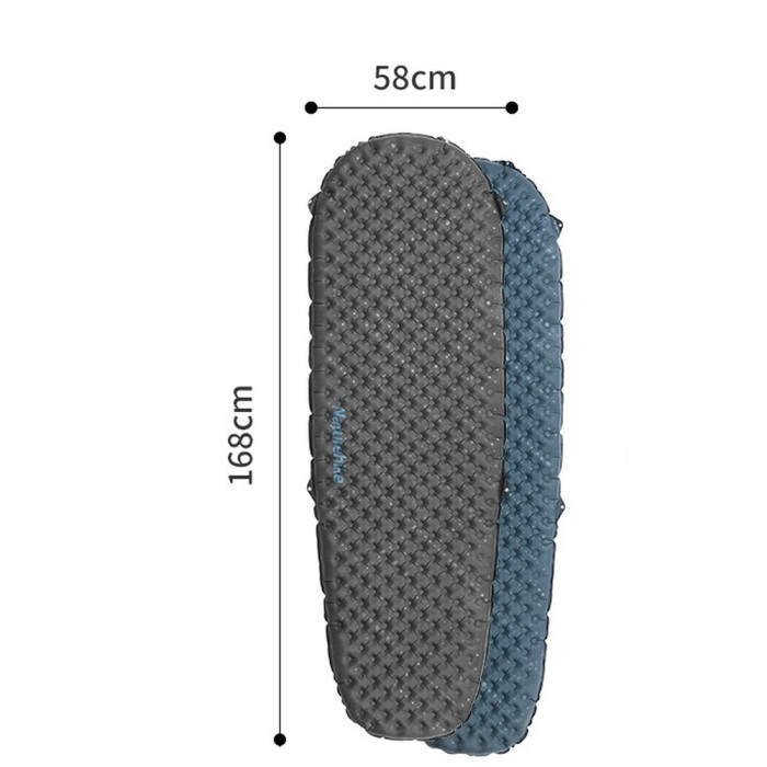 Матрац надувний надлегкий Naturehike CNH22DZ018, овальний, із мішком для надування, 168 см, сірий 