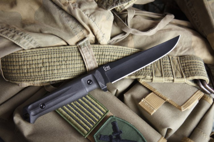 Ніж Kizlyar Supreme Croc чорний, сталь AUS8, чорні піхви 