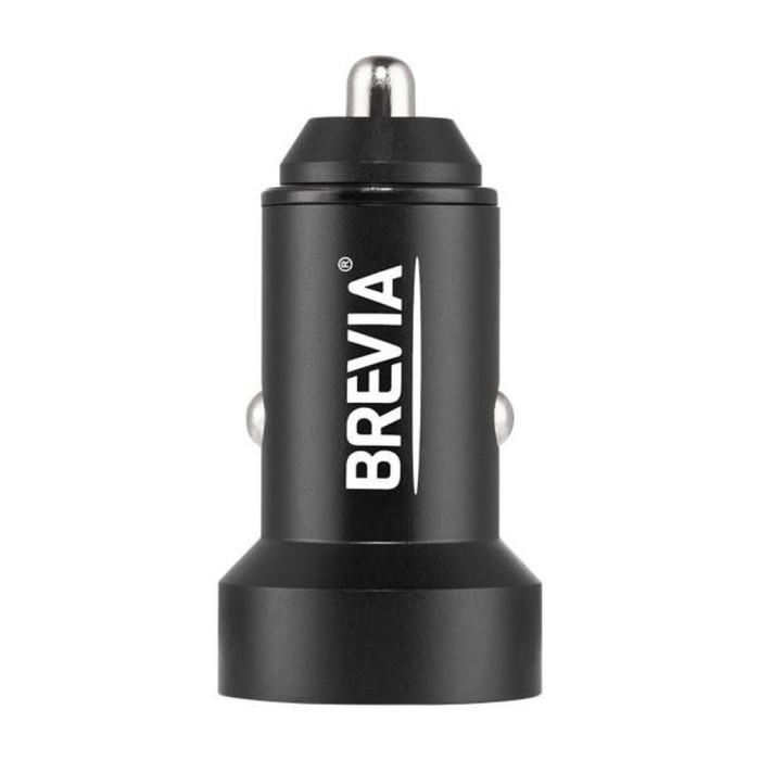 Автомобільний зарядний пристрій Brevia ePower DualMetal Display 48W 1xUSB-C+1xUSB-A, metal, black 