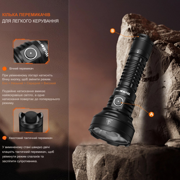 Ліхтар Wurkkos TD01 USB-C fast charging 2200lm, чорний 