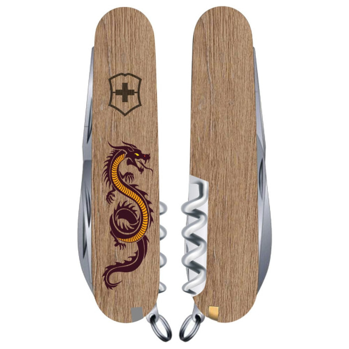 Складаний ніж Victorinox SPARTAN ZODIAC 3D Дерев'яний дракон 1.3603.7.Z3310h 