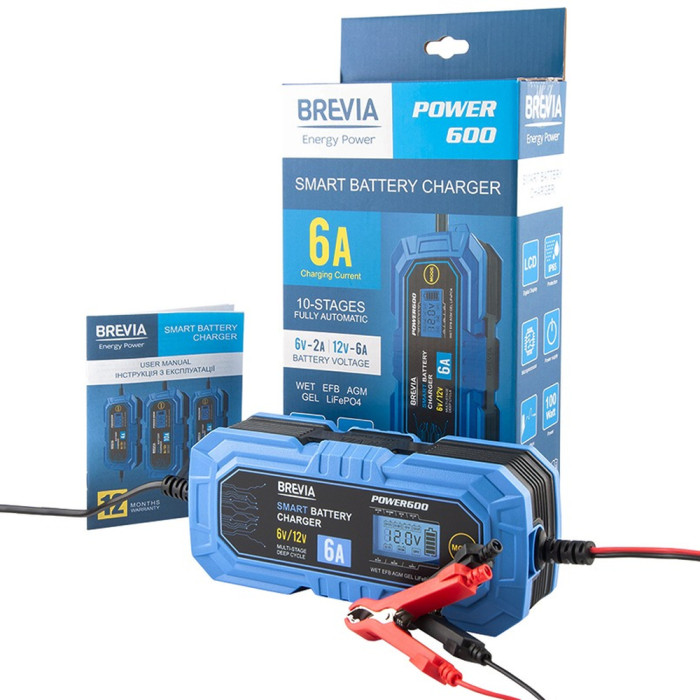 Зарядний пристрій АКБ BREVIA POWER600 6A, 6V/12V, 4-150Ah (20600EP) 