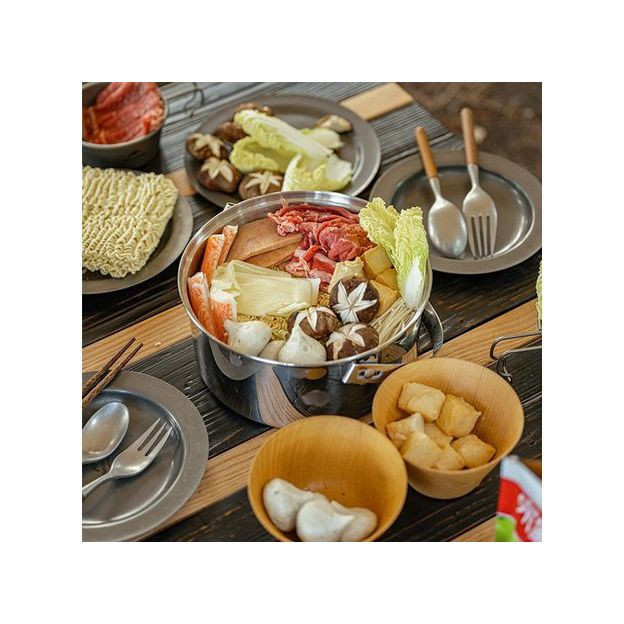 Набір посуду (каструля, казанок, сковорідка,чайник) Naturehike NH22CJ005, нержавіюча сталь 