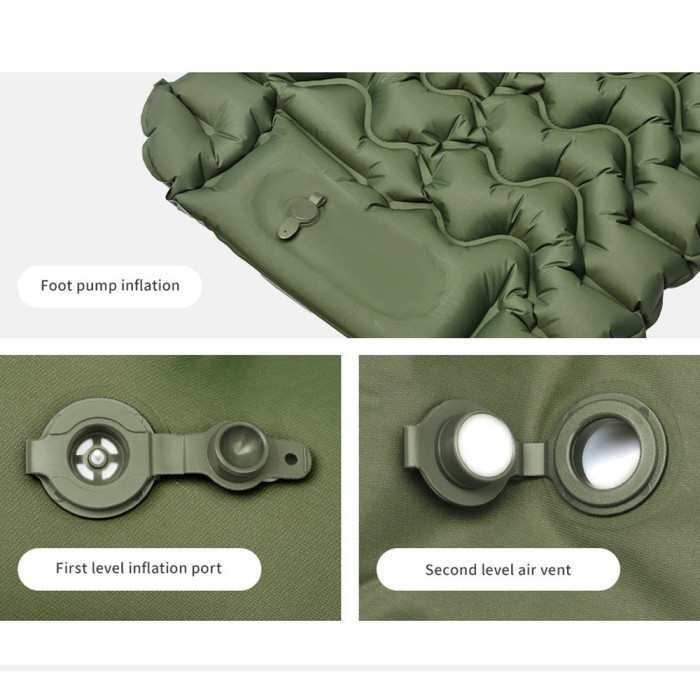 Матрац подвійний Naturehike CNK2550WS019, 65 мм, із вбудованою помпою, зелений 