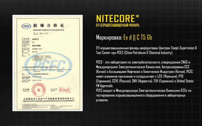 Ліхтар вибухозахищений Nitecore EF1 
