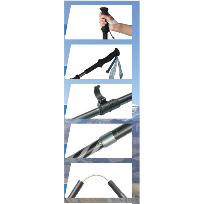 Комплект із п'ятисекційних складаних трекінгових палиць Naturehike CNK2450DS013 Gale Pro, 115-135 см, 2 шт, чорні 