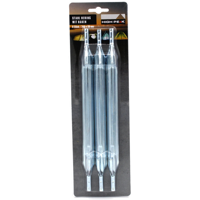 Кілочки High Peak Steel V-Peg with Hook 24 см 6 шт.- сріблясті (42209) 