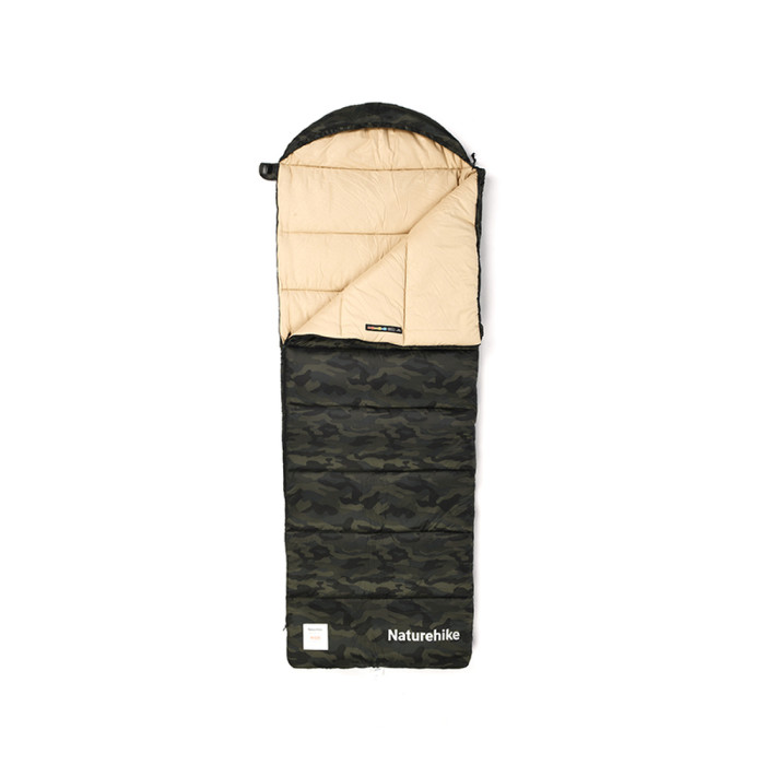 Спальний мішок з капюшоном Naturehike M320 CNK2350WS023, зелений камуфляж, лівий 