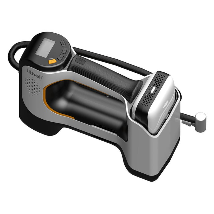 Акумуляторний компресор Litheli з ліхтарем, живлення від павербанку (УМБ Litheli Power Bank 20000 mAh, 45 W, 2А в комплекті) 