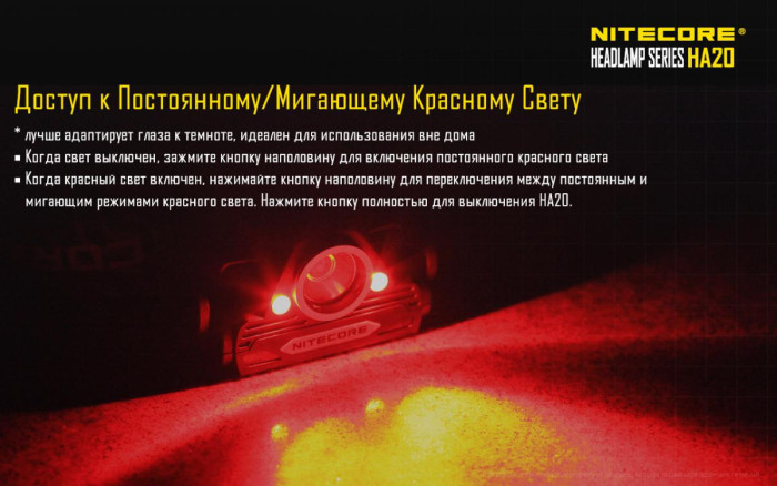 Налобний ліхтар Nitecore HA20 