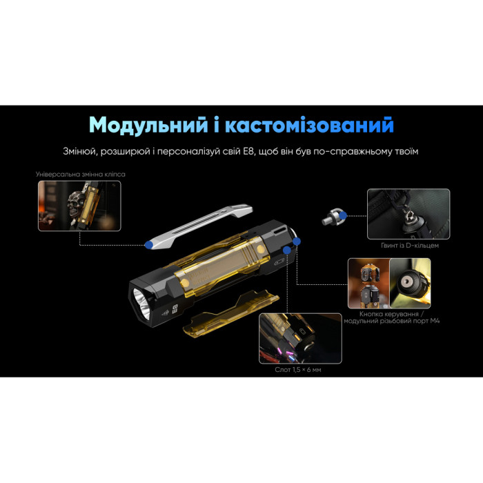 Ліхтар Wuben E8, чорний 