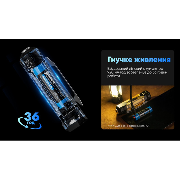 Ліхтар Wuben E8, чорний 