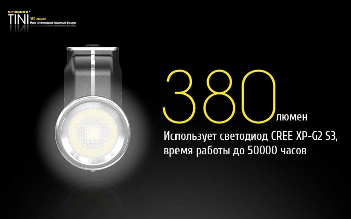 Ліхтар-брелок Nitecore Tini, синій, 380 люмен 