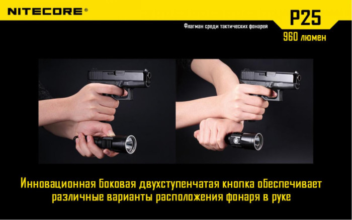 Кишеньковий ліхтар Nitecore P25 SMILODON, 960 люмен (сірий) 