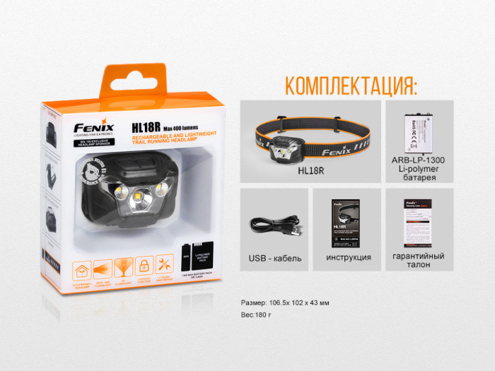 Ліхтар Fenix HL18R Cree XP-G3 (чорний) 