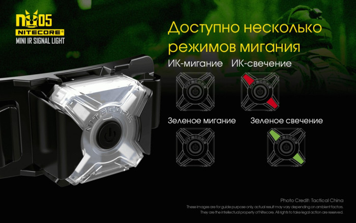 Ліхтар налобний Nitecore NU05 MI IR + GREEN LED 