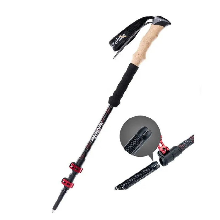 Трекінгові палиці Naturehike NH20DS003, 135 см, чорний/червоний, 2 шт 