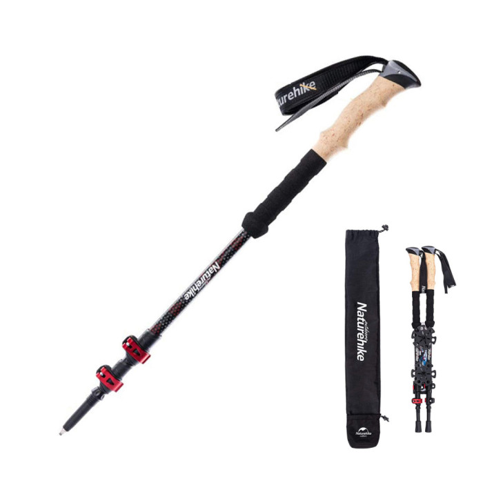 Трекінгові палиці Naturehike NH20DS003, 135 см, чорний/червоний, 2 шт 