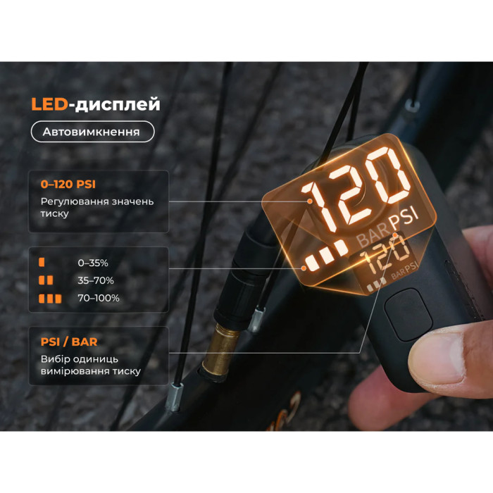Велосипедний міні насос електричний Flextail Tiny Bike Pump Pro, 120 PSI 