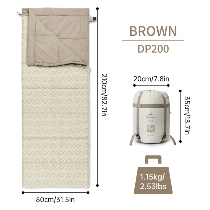 Спальний мішок Naturehike DP200 CNK2300SD012, бежевий 