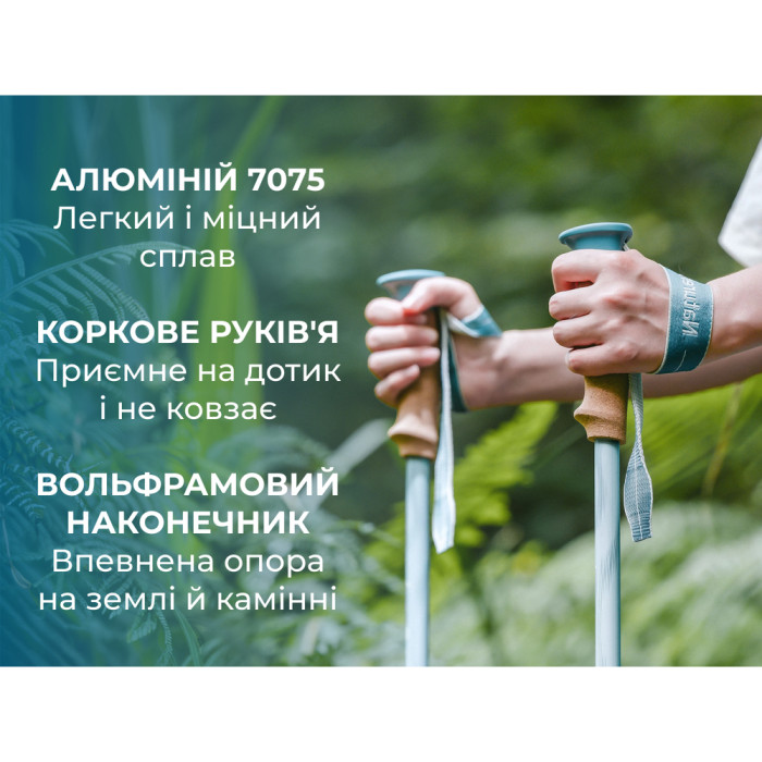 Трекінгова палиця Naturehike CNK2550DS013, 90-120 см, блакитна
