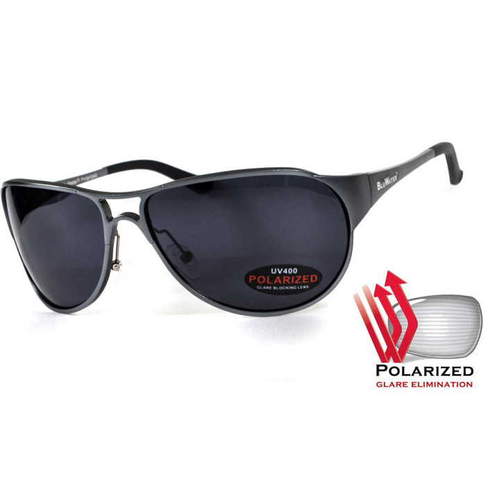 Окуляри BluWater Alumination - 3 Gun Metal Polarized (gray) чорні 