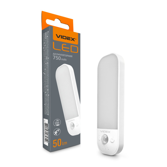 Світильник акумуляторний з датчиком руху VIDEX VL-NL014W-S 