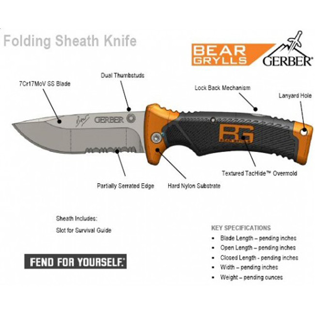 Ніж складаний ніж в піхвах Gerber Bear Grylls 31-000752 оригінал 