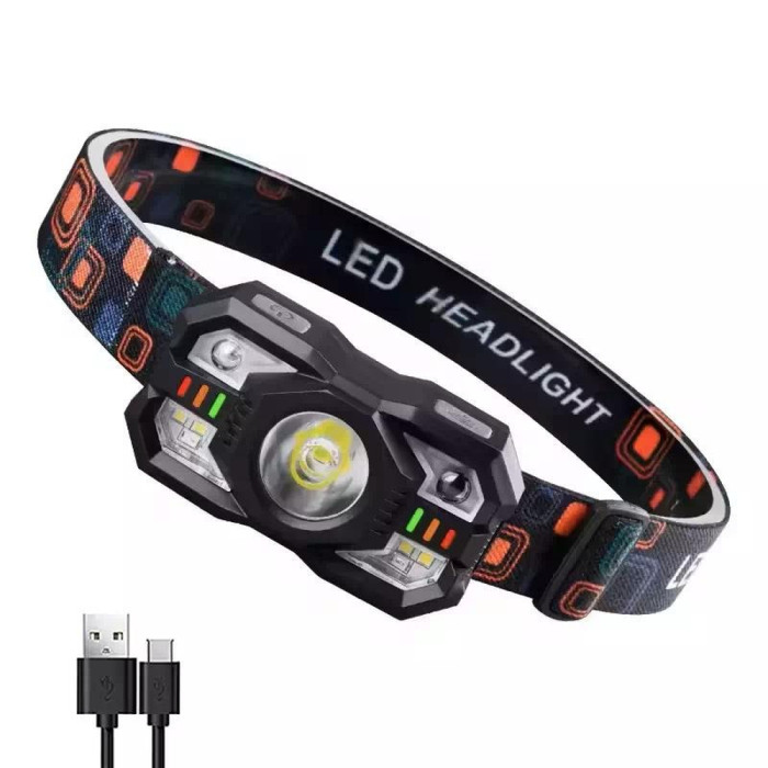 Ліхтар налобний Police XS-09-LM+6SMD, Motion Sensor, Li-Ion акум., ЗП Type-C 