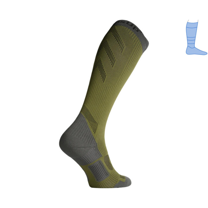 Компресійні гольфи захисні літні Protector LongDry+ PRO сіро-зелені S 36-39 