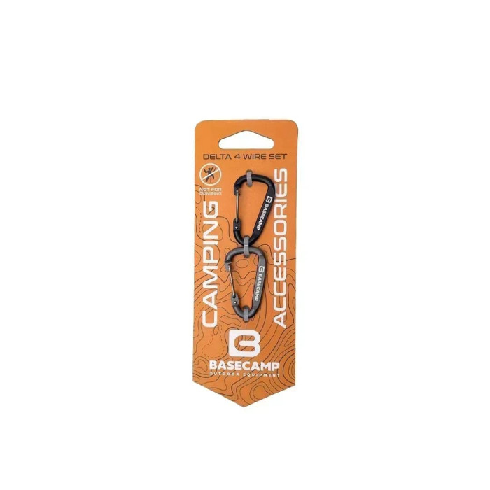 Набір алюмінієвих сервісних карабінів Base Camp Delta 4 Wire Set 2, 2 шт, Black/Grey (BCP 60800) 