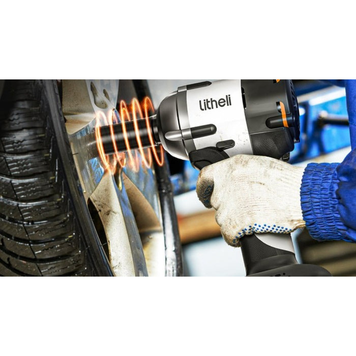 Акумуляторний ударний гайковерт Litheli безщітковий, живлення від павербанку (УМБ Litheli Power Bank 12500 mAh, 45 W, 2А в комплекті) 