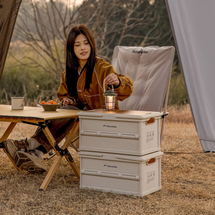 Складаний контейнер для зберігання з ручкою Naturehike Lingyue R CNK2550XB017, 25 л, світло-бежево-сірий