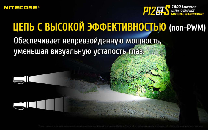 Кишеньковий ліхтар Nitecore P12GTS, 1800 люмен 