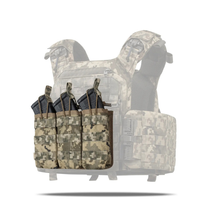 Підсумок Ukrarmor потрійний під магазини АК/АR. Cordura 500D. Molle Піксель 