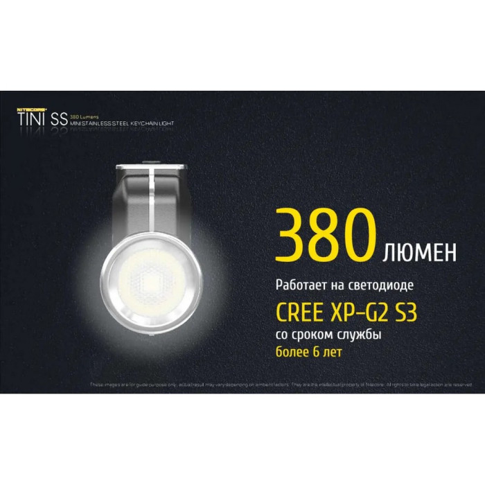 Ліхтар наключний Nitecore TINI SS (Cree XP-G2 S3 LED, 380 люмен, 4 режими, USB), тропічний 