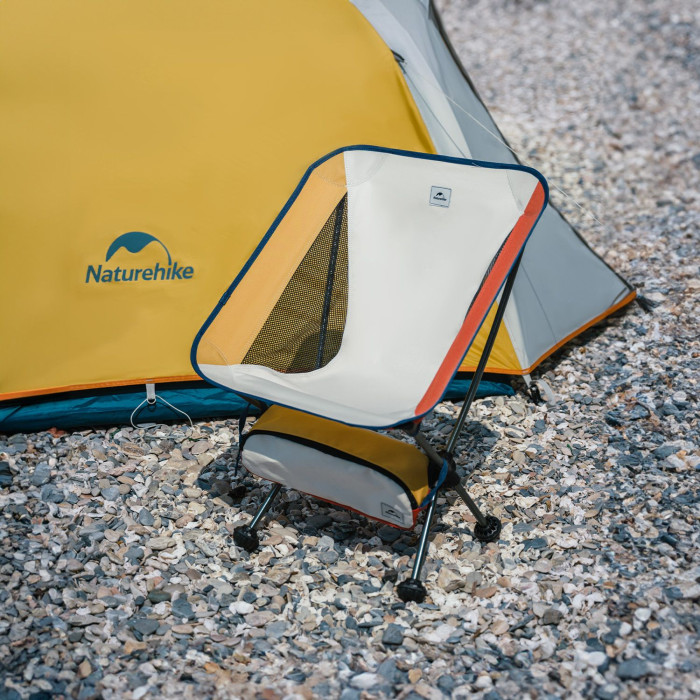 Стілець складаний Naturehike Moon YL08 NH20JJ027, 600D Oxford / алюміній, біло-помаранчевий 